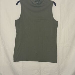 Olive Green Sleeveless Mock Neck